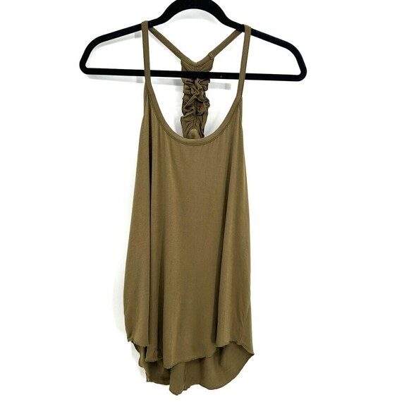 NWT CHASER Olive Green Ruffle Racerback Jersey Summer Tank Top Size Medium - Picture 3 of 6